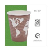 Picture of Eco-Products® World Art Renewable/Compostable Hot Cups, 8 oz, Plum, 50/Pack, 10 Pack/Carton
