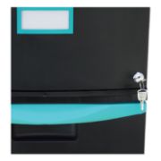 Picture of Storex Two-Drawer Mobile Filing Cabinet, 14.75w x 18.25d x 26h, Black/Teal