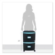 Picture of Storex Two-Drawer Mobile Filing Cabinet, 14.75w x 18.25d x 26h, Black/Teal