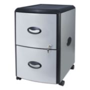 Picture of Storex Two-Drawer Mobile Filing Cabinet, Metal Siding, 19w x 15d x 23h, Silver/Black