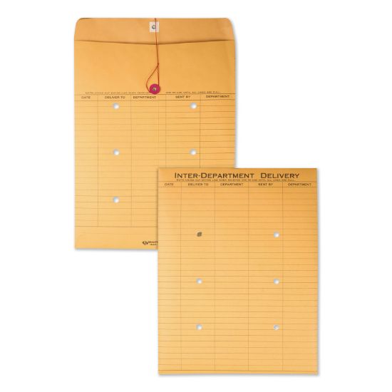 Picture of Quality Park™ Brown Kraft String & Button Interoffice Envelope, 10 x 13, 100/Carton