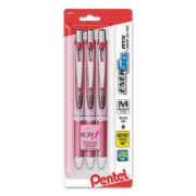 Picture of Pentel® EnerGel RTX Retractable Liquid Gel Pen, .7mm, Pink Barrel, Black Ink. 3/Pack