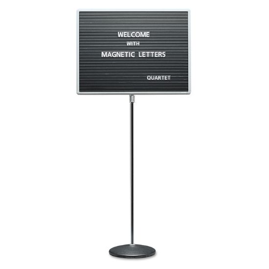 Picture of Quartet® Adjustable Single-Pedestal Magnetic Letter Board, 24 x 18, Black, Gray Frame