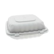 Picture of Pactiv EarthChoice SmartLock Hinged Lid Containers, 8 x 8, 32 oz, White, 200/Carton