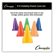 Picture of Champion Sports Indoor/Outdoor Flexible Cone Set, Vinyl, Assorted Colors, 6/Set