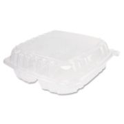 Picture of Dart® ClearSeal Plastic Hinged Container, 3-Comp, 9 x 9-1/2 x 3, 100/Bag, 2 Bags/CT