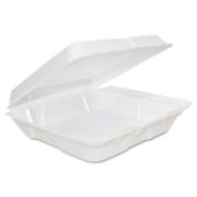 Picture of Dart® Foam Hinged Lid Containers, 8 x 8 x 2 1/4, White, 200/Carton