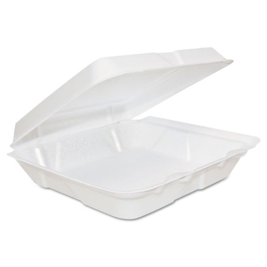 Picture of Dart® Foam Hinged Lid Containers, 8 x 8 x 2 1/4, White, 200/Carton