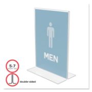 Picture of deflecto® Classic Image Stand-Up Double-Sided Sign Holder, Plastic, 5 x 7 Insert, Clear