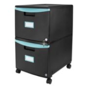 Picture of Storex Two-Drawer Mobile Filing Cabinet, 14.75w x 18.25d x 26h, Black/Teal