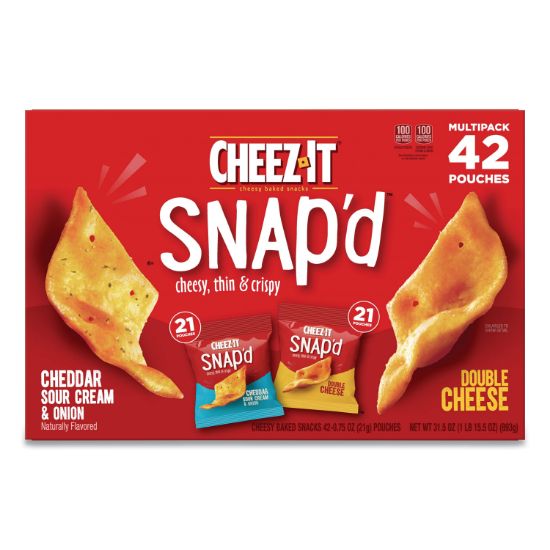Picture of Sunshine® Cheez-it Snap'd Crackers, Assorted Varieties, 0.75 oz Pouch, 42/Carton