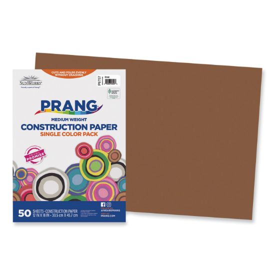 Picture of SunWorks® Construction Paper, 58 lbs., 12 x 18, Brown, 50 Sheets/Pack