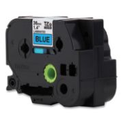 Picture of TZE STANDARD ADHESIVE LAMINATED LABELING TAPE, 1.4" X 26.2 FT, BLACK ON BLUE