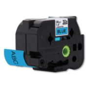 Picture of TZE STANDARD ADHESIVE LAMINATED LABELING TAPE, 1.4" X 26.2 FT, BLACK ON BLUE