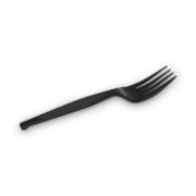 Picture of Dixie® Individually Wrapped Heavyweight Utensils, Fork, Plastic, Black, 1000/Carton