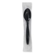 Picture of Dixie® Individually Wrapped Heavyweight Utensils, Teaspoon, Black, 1000/Carton