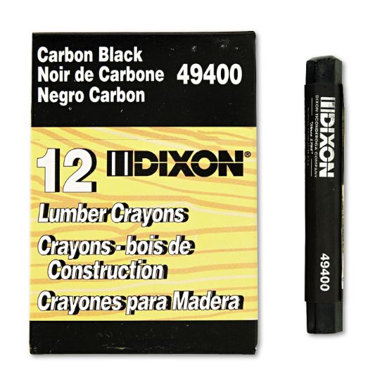 Picture of Dixon® Lumber Crayons, 4 1/2 x 1/2, Carbon Black, Dozen