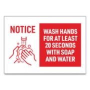 Picture of Avery® Preprinted Surface Safe Wall Decals, 10 x 7, Wash Hands for at Least 20 Seconds, White/Red Face, Red Graphics, 5/Pack