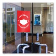 Picture of Avery® Preprinted Surface Safe Wall Decals, 7 x 10, Mask Required Beyond This Point, Red Face, White Graphics, 5/Pack