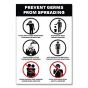 Picture of Avery® Preprinted Surface Safe Wall Decals, 7 x 10, Prevent Germs from Spreading, White/Black Face, Black Graphics, 5/Pack