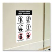 Picture of Avery® Preprinted Surface Safe Wall Decals, 7 x 10, Prevent Germs from Spreading, White/Black Face, Black Graphics, 5/Pack