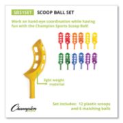 Picture of Champion Sports Scoop Ball Set, Plastic, Assorted Colors, 2 Scoops/1 Ball Per Set, 6 Sets