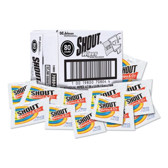Picture of Shout® Wipe & Go Instant Stain Remover, 4.7 x 5.9, 80 Packets/Carton