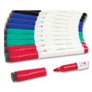 Picture of U Brands Medium Point Low-Odor Dry-Erase Markers with Erasers, Assorted Colors, 12/Pack