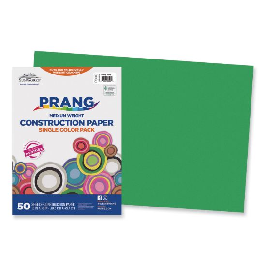 Picture of SunWorks® Construction Paper, 58 lbs., 12 x 18, Holiday Green, 50 Sheets/Pack