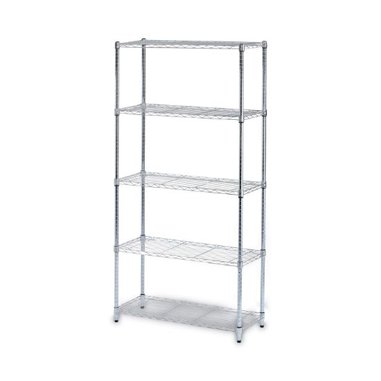 Picture of Alera® Residential Wire Shelving, Five-Shelf, 36w x 14d x 72h, Silver