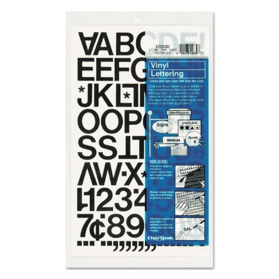 Picture of Chartpak® Press-On Vinyl Letters & Numbers, Self Adhesive, Black, 1"h, 88/Pack