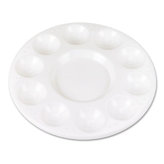 Picture of Chenille Kraft® Round Plastic Paint Trays for Classroom, White, 10/Pack