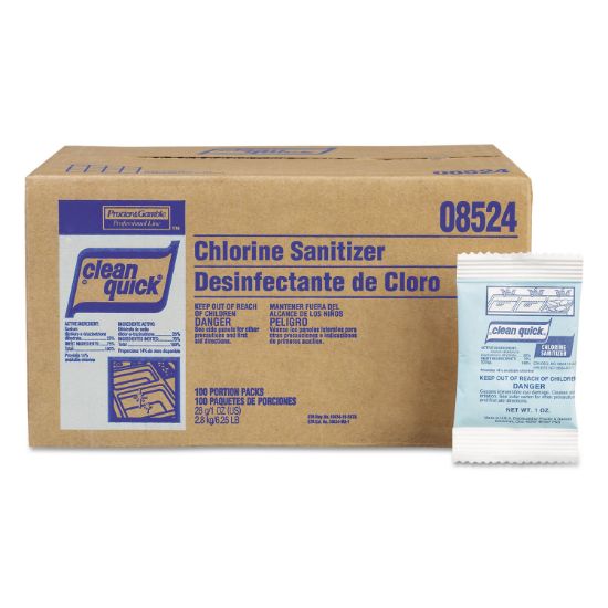 Picture of Clean Quick® Powdered Chlorine-Based Sanitizer, 1oz Packet, 100/Carton