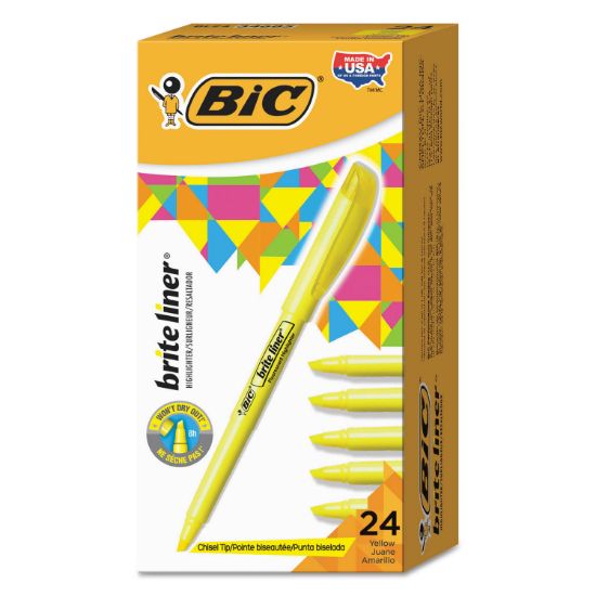 Picture of BIC® Brite Liner Highlighter, Chisel Tip, Yellow, 24/Pack