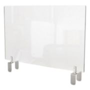 Picture of CLEAR PARTITION EXTENDER WITH ATTACHED CLAMP, 29 X 3.88 X 24, THERMOPLASTIC SHEE