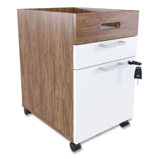 Picture of Union & Scale™ Essentials Two-Drawer Mobile Pedestal File, 15.5 x 21.2 x 24.2, White/Espresso