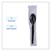 Picture of Boardwalk® Heavyweight Wrapped Polystyrene Cutlery, Teaspoon, Black, 1000/Carton