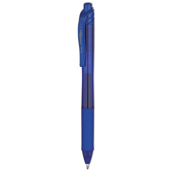 Picture of Pentel® EnerGel-X Retractable Roller Gel Pen, 1mm, Trans Blue Barrel, Blue Ink, Dozen