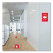 Picture of Avery® Preprinted Surface Safe Wall Decals, 7 x 10, Mask Required Beyond This Point, Red Face, White Graphics, 5/Pack