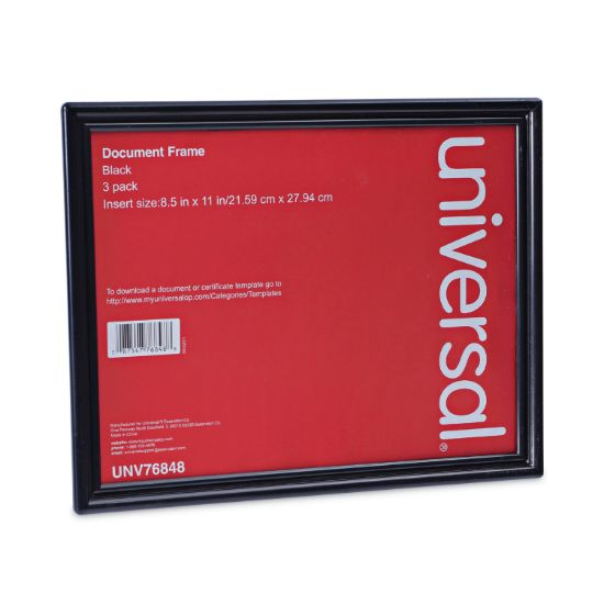 Picture of Universal® All Purpose Document Frame, 8 1/2 x 11 Insert, Black, 3/Pack