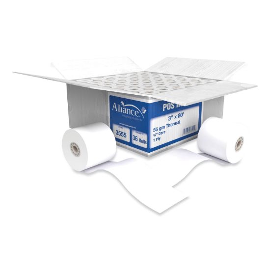 Picture of Alliance Thermal Cash Register/POS Roll, 3" x 80 ft, White, 36/Carton