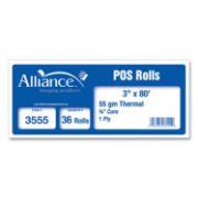 Picture of Alliance Thermal Cash Register/POS Roll, 3" x 80 ft, White, 36/Carton