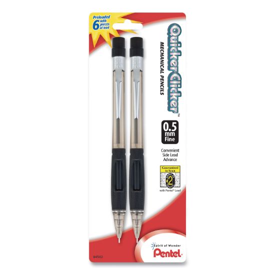 Picture of Pentel® Quicker Clicker Mechanical Pencil, 0.5 mm, Smoke, 2/Pack