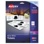 Picture of Avery® Printable Tickets w/Tear-Away Stubs, 8 1/2 x 11, White, 10/Sheet, 20Sheets/Pack
