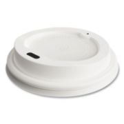 Picture of Perk™ Plastic Hot Cup Lids, Fits 8 oz Cups, White, 50/Pack