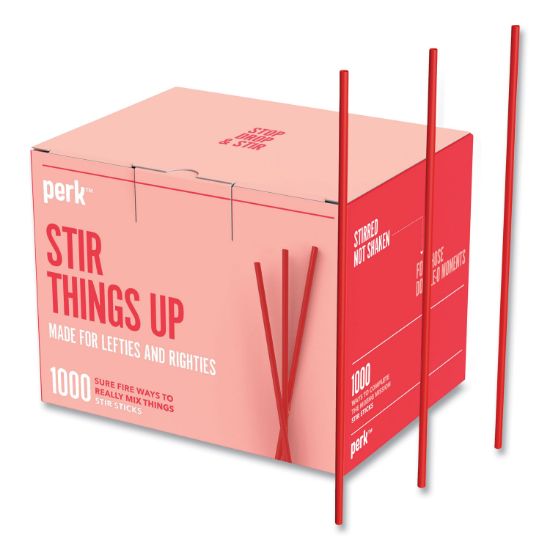 Picture of Perk™ Red Plastic Stirrers, 1,000/Pack