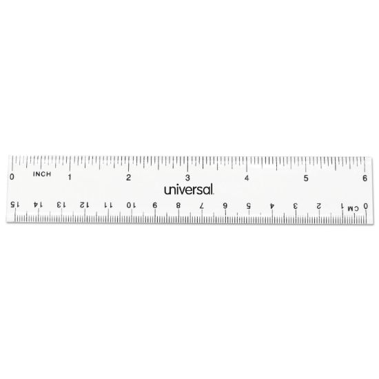 Picture of Universal® Clear Plastic Ruler, Standard/Metric, 6"