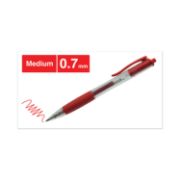 Picture of Universal® Clear Roller Ball Retractable Gel Pen, Red Ink, Medium, Dozen