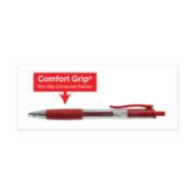 Picture of Universal® Clear Roller Ball Retractable Gel Pen, Red Ink, Medium, Dozen