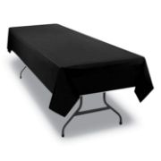 Picture of Tablemate® Table Set Rectangular Table Covers, Heavyweight Plastic, 54 x 108, Black, 6/Pack